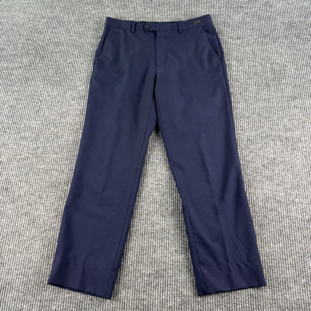 Jos A Bank Reserve Dress Pants Men 32x29 Blue Wool Vitale Barberis Canonico VBC